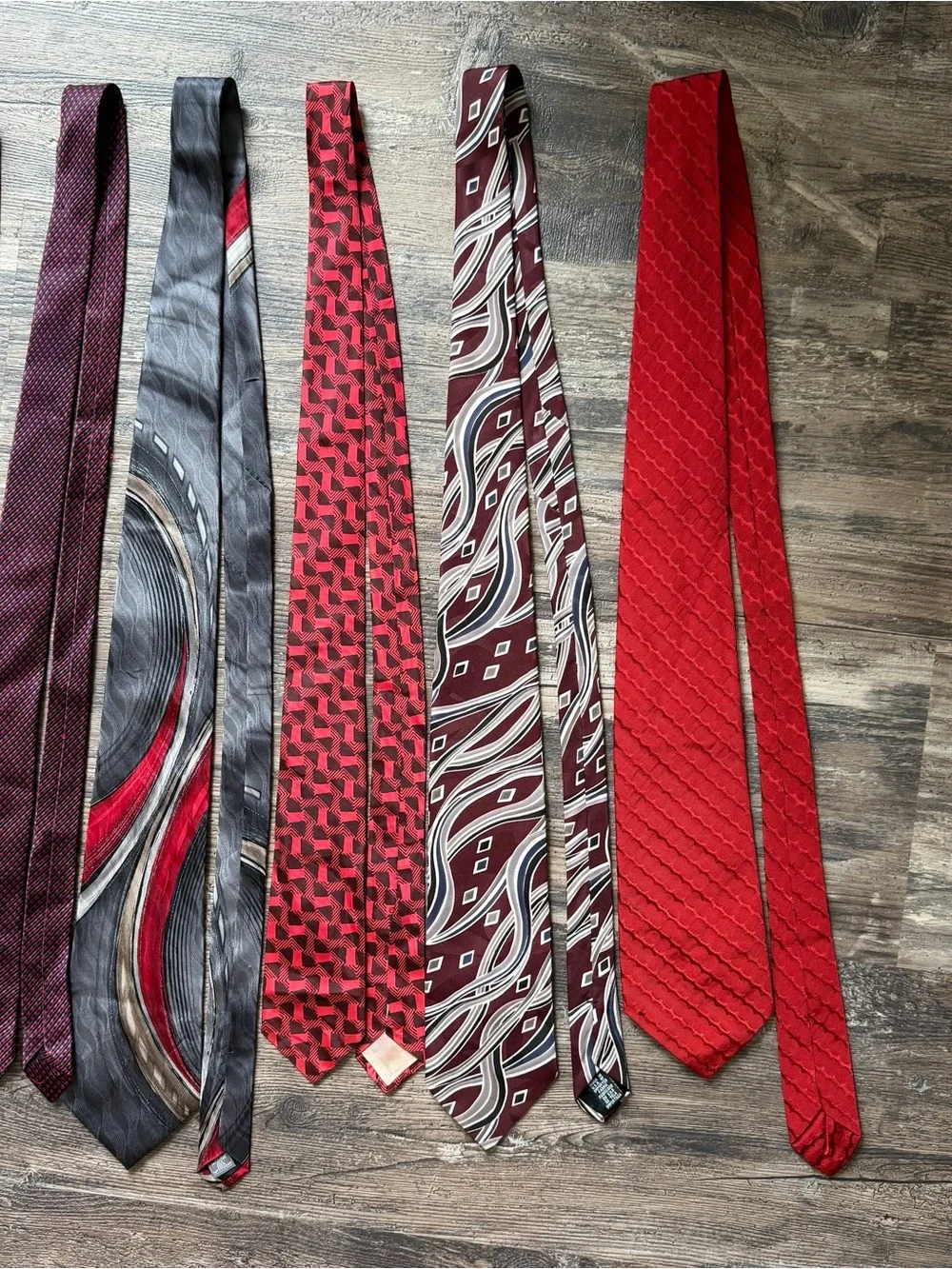 Lot of 6 red themed men’s classic neck ties Hagger Arrow Adolfo, Venezia, Botany